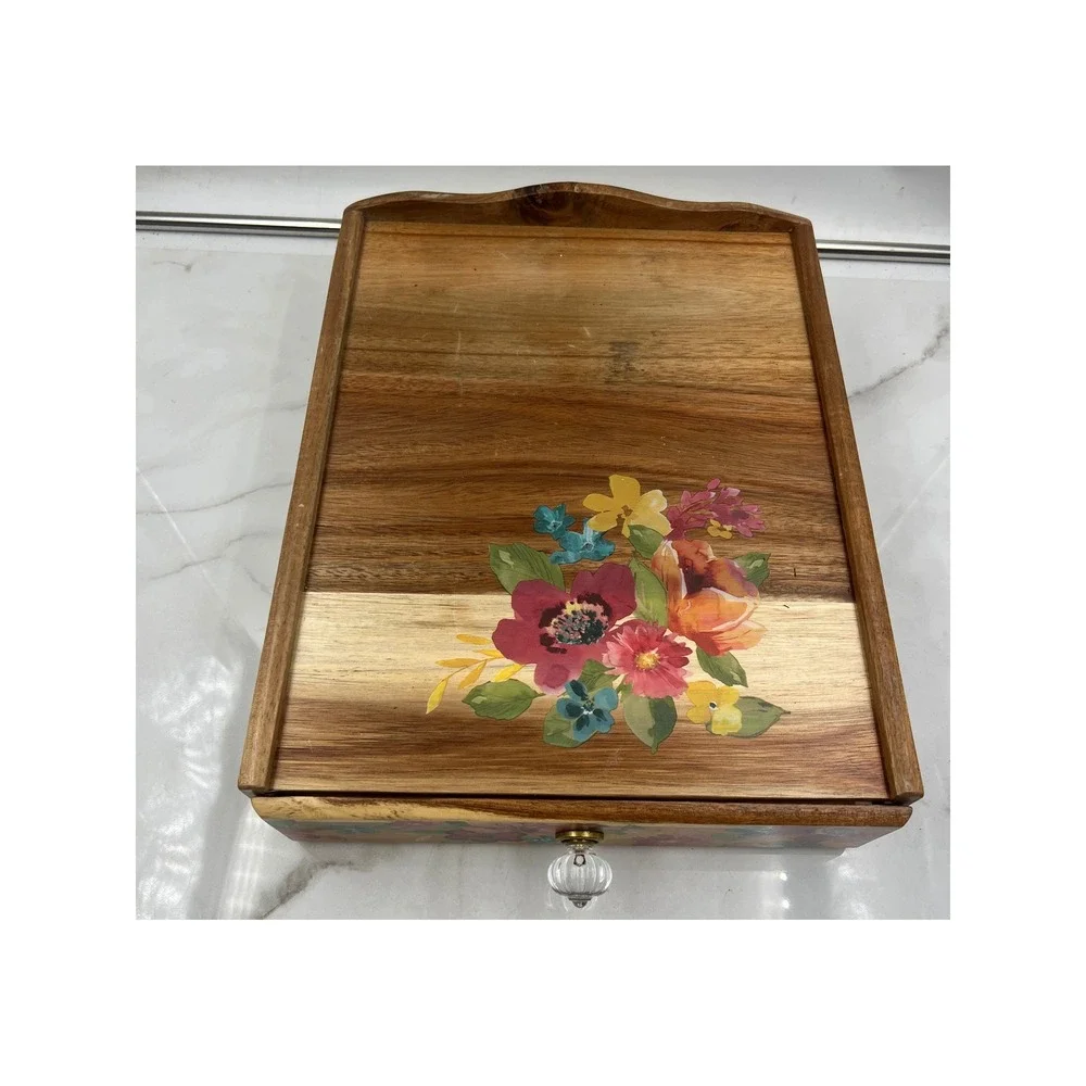 The Pioneer Woman Wildflower Whimsy 4-Compartment Wood Coffee Pod Organizer